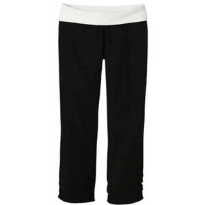 Patagonia Calma Capris Women's L Black White Foldover Waistband Cropped Active